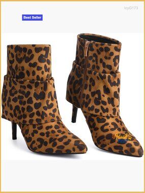 Pointed Toe Fold Over Stiletto Heel Slouch Ankle Boots